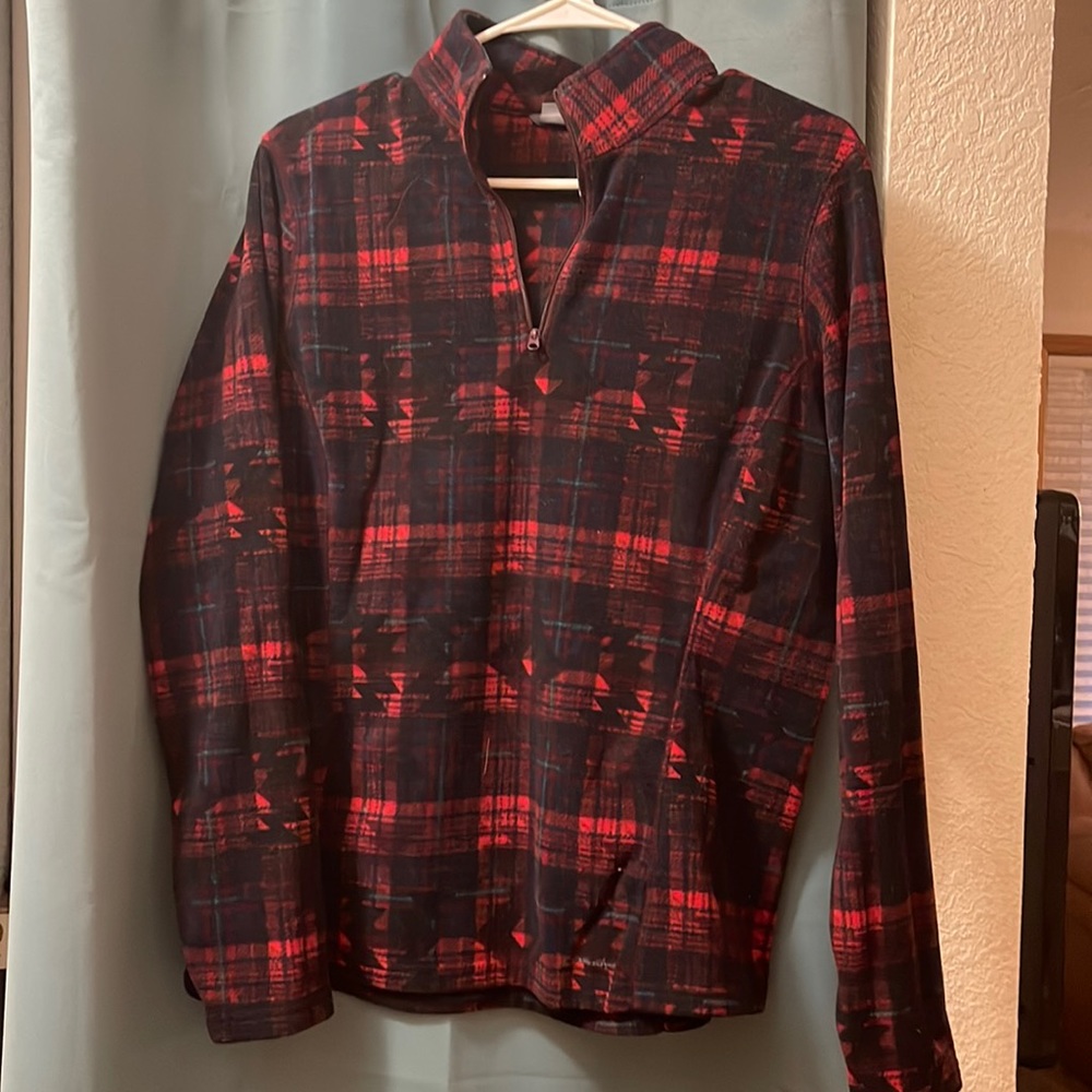 eddie bauer red flannel patterned fleece